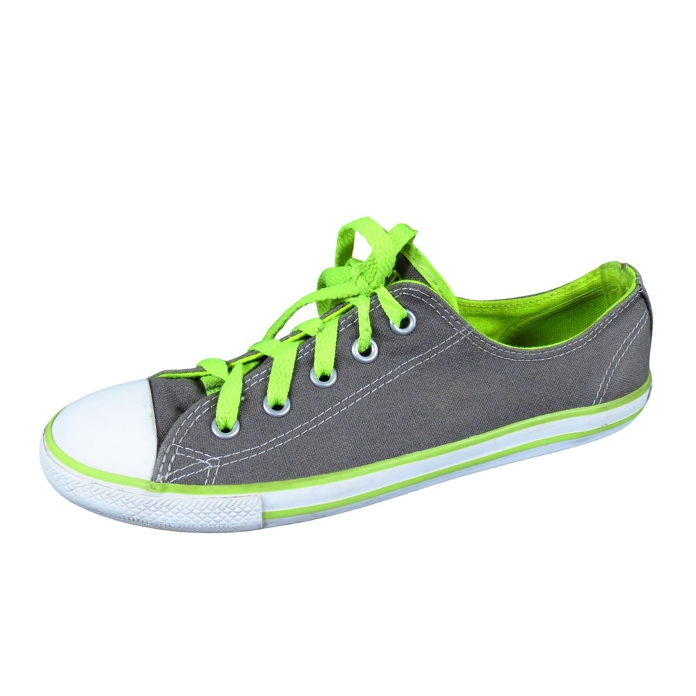 Converse Dainty OX Womens‎ Low Top Sneaker Size 6 Casual Grey Lime Green Canvas